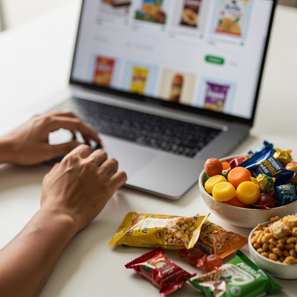 Candy Bar product grid featuring authentic Indian snacks, premium chocolates, and viral mystery boxes